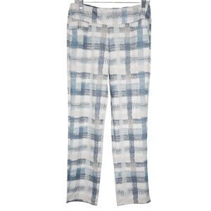 Women's White & Green Pockets Pants L